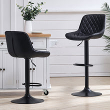 Load image into Gallery viewer, 2 Pcs Faux Leather Height Adjustable Bar Stool Black
