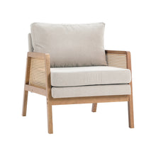 Load image into Gallery viewer, Grey Cushioned Wood Armchair
