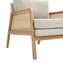 Load image into Gallery viewer, Grey Cushioned Wood Armchair
