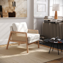 Load image into Gallery viewer, Grey Cushioned Wood Armchair
