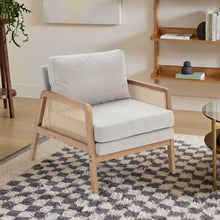 Load image into Gallery viewer, Grey Cushioned Wood Armchair
