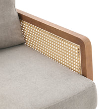 Load image into Gallery viewer, Grey Cushioned Wood Armchair
