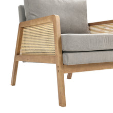 Load image into Gallery viewer, Grey Cushioned Wood Armchair
