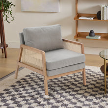 Load image into Gallery viewer, Grey Cushioned Wood Armchair
