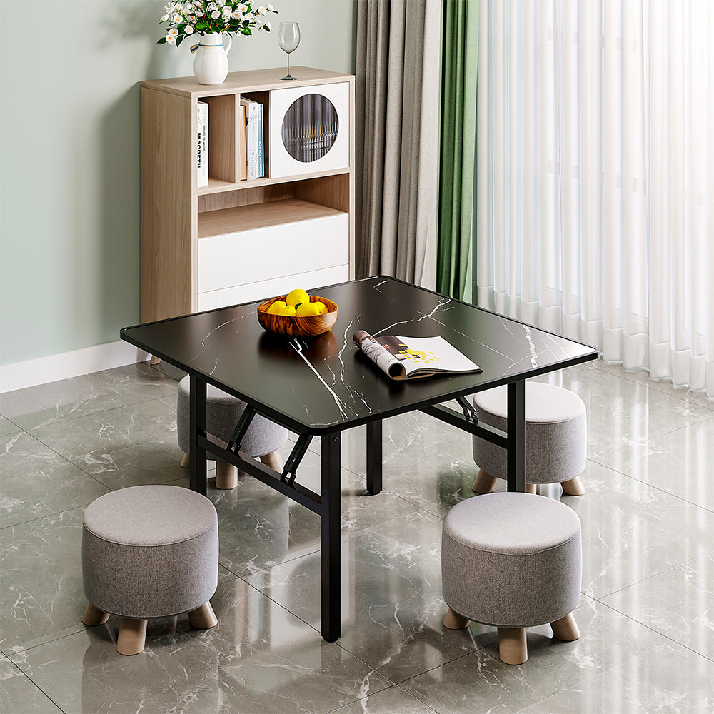 Square 80cm Folding Coffee Table with Marble Effect Top