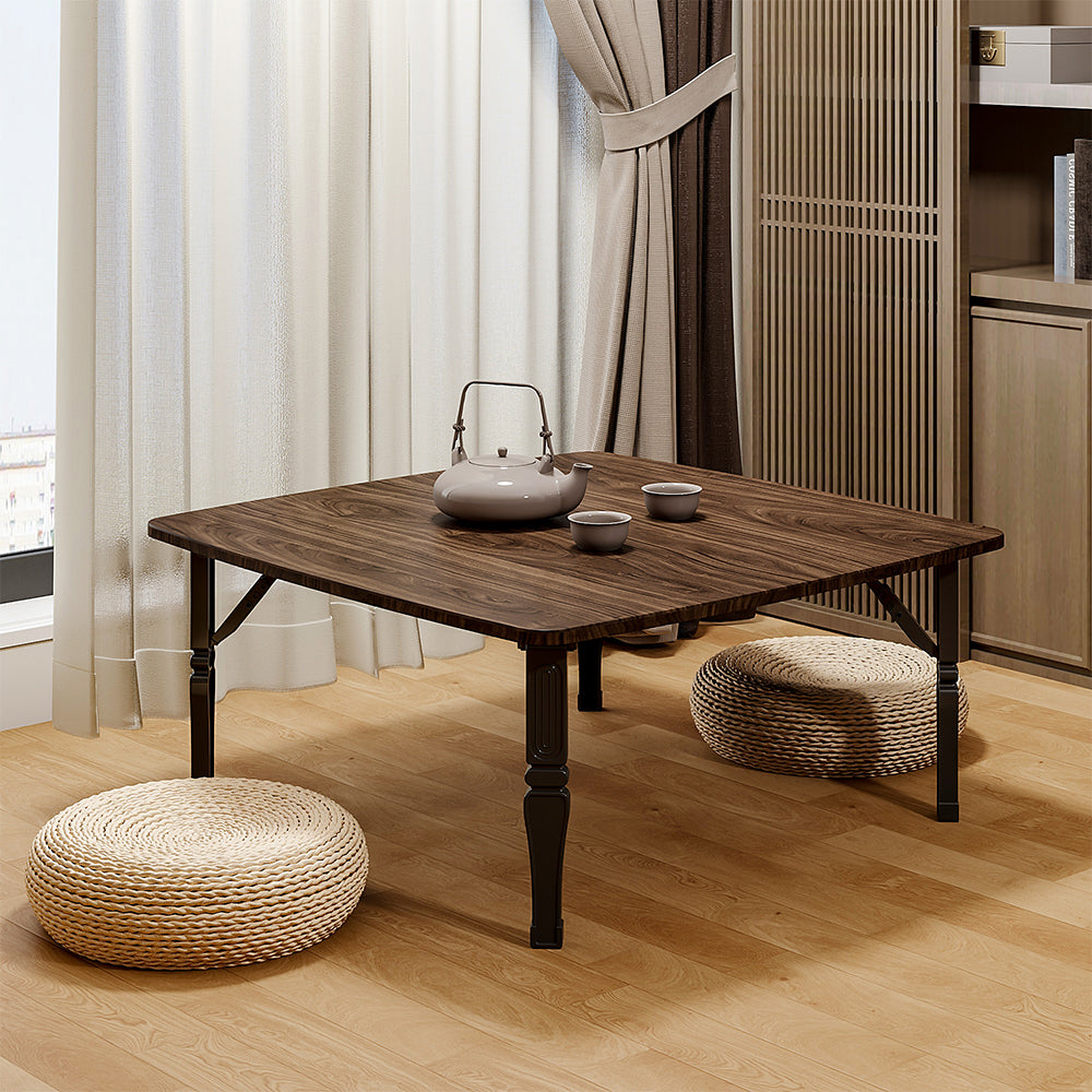 Square 80cm Wooden Folding Coffee Table Brown