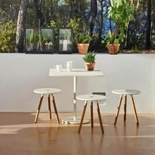 Load image into Gallery viewer, White Square Cafe Table with Metal Base
