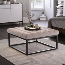 Load image into Gallery viewer, Square Linen Footstool with Metal Frame
