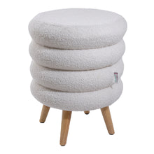 Load image into Gallery viewer, Teddy Fleece Upholstered Footstool with Wooden Legs
