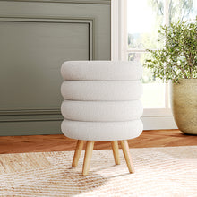 Load image into Gallery viewer, Teddy Fleece Upholstered Footstool with Wooden Legs
