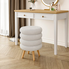 Load image into Gallery viewer, Teddy Fleece Upholstered Footstool with Wooden Legs

