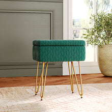 Load image into Gallery viewer, Rectangle Upholstered Storage Ottoman Vanity Stool
