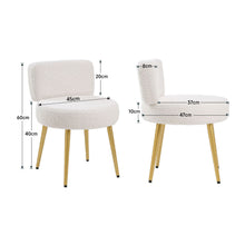 Load image into Gallery viewer, Cream Faux Fur Vanity Stool Chair with Metal Legs
