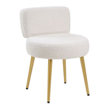 Load image into Gallery viewer, Cream Faux Fur Vanity Stool Chair with Metal Legs

