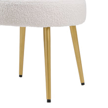 Load image into Gallery viewer, Cream Faux Fur Vanity Stool Chair with Metal Legs
