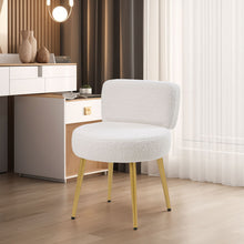 Load image into Gallery viewer, Cream Faux Fur Vanity Stool Chair with Metal Legs
