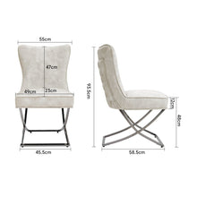 Load image into Gallery viewer, Set of 2 Beige High Back Dining Chairs with velvet Upholstered Dining Chairs Living and Home 
