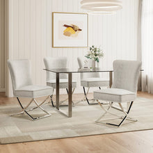 Load image into Gallery viewer, Set of 2 Beige High Back Dining Chairs with velvet Upholstered Dining Chairs Living and Home 
