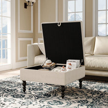 Load image into Gallery viewer, Square Linen Tufted Upholstered Ottoman with Storage Storage Footstools &amp; Benches Living and Home 
