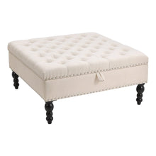 Load image into Gallery viewer, Square Linen Tufted Upholstered Ottoman with Storage Storage Footstools &amp; Benches Living and Home 
