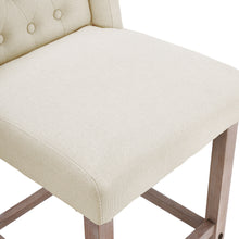 Load image into Gallery viewer, Rustic Set of 2 Bar Stools Linen Tufted with Wood Legs
