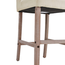 Load image into Gallery viewer, Rustic Set of 2 Bar Stools Linen Tufted with Wood Legs
