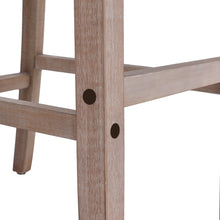 Load image into Gallery viewer, Rustic Set of 2 Bar Stools Linen Tufted with Wood Legs
