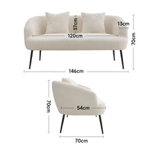 Load image into Gallery viewer, White Teddy Fabric Loveseat with Metal Legs
