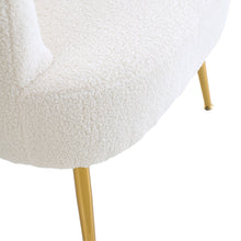 Load image into Gallery viewer, White Teddy Fabric Armchair with Metal Legs
