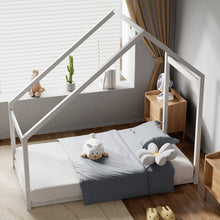 Load image into Gallery viewer, White Pine Wood House Frame Toddler Floor Bed Bed Frames Living and Home 
