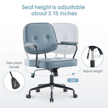 Load image into Gallery viewer, Blue Upholstered Office Chair with Armrests and Rolling Wheels Living and Home 
