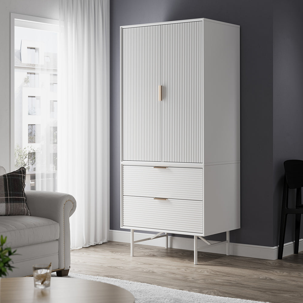 White Striped Wardrobe Storage Cabinet, ZH1604ZH1605ZH1606