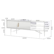 Load image into Gallery viewer, White Striped Wooden TV Stand
