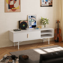 Load image into Gallery viewer, White Striped Wooden TV Stand
