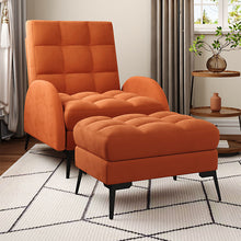 Load image into Gallery viewer, Leisure Recliner Armchair and Ottoman Set with Footstool Metal Legs
