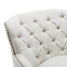Load image into Gallery viewer, Classic Buttoned Back Linen Armchair with Wooden Legs
