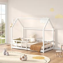 Load image into Gallery viewer, White Wooden House Bed Frame
