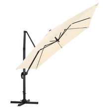 Load image into Gallery viewer, Beige 3 x 3 m Square Cantilever Parasol Outdoor Hanging Umbrella for Garden and Patio Parasols Living and Home Parasol + Cross Base 

