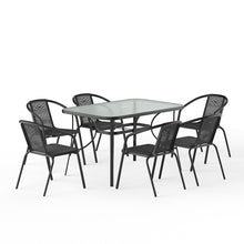 Load image into Gallery viewer, Outdoor Tempered Glass Coffee Table with Six Rattan Chairs,LG0538LG0915
