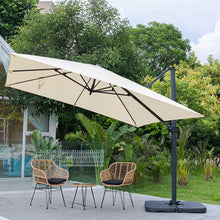 Load image into Gallery viewer, Light Grey 3 x 3 m Square Cantilever Parasol Outdoor Hanging Umbrella for Garden and Patio Parasols Living and Home Beige Parasol + Cross Base + Petal Water Tank 
