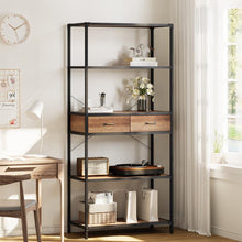 Load image into Gallery viewer, 5-Tier Wooden Book Shelf with Drawers Living and Home 
