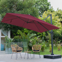 Load image into Gallery viewer, Light Grey 3 x 3 m Square Cantilever Parasol Outdoor Hanging Umbrella for Garden and Patio Parasols Living and Home Claret Parasol + Cross Base + Square Water Tank 
