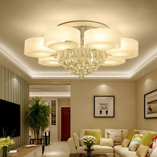 Load image into Gallery viewer, Ceiling Light Semi-Flush Mount , Cylindrical Acrylic Lampshades, Crystal Drops Ceiling Light Living and Home 7 cylindrical shades 
