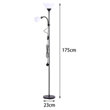 Load image into Gallery viewer, Torchiere Double Heads Floor Lamp Adjustable Reading Light Silver/Grey Lighting Living and Home 

