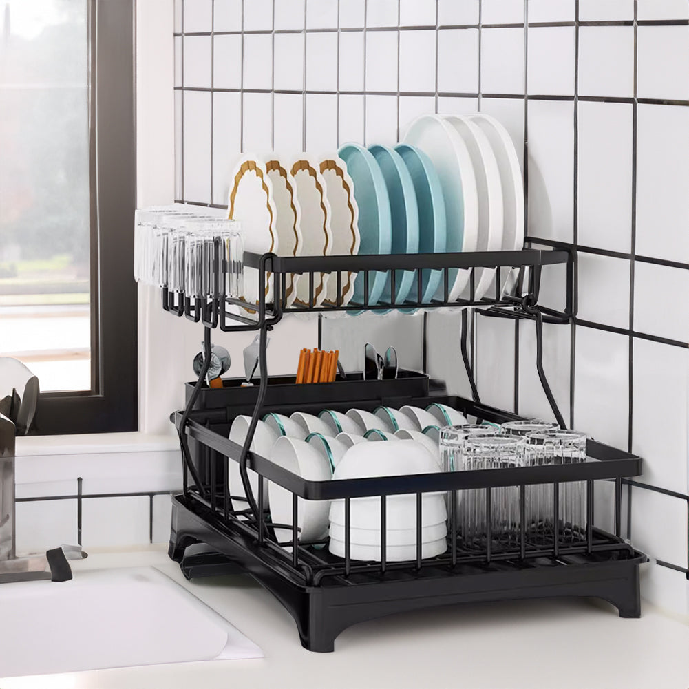 Steel Dish Rack with Utensil and Glass Holder, WM0063 – sorangLtd