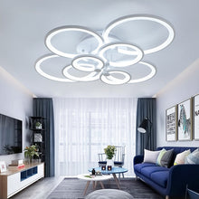 Load image into Gallery viewer, 4/6/8 Rings Circle LED Semi-Flush Ceiling Light Dimmable/Non-Dimmable Ceiling Light Living and Home 8 Rings Non-immable without Remote Control Cool White Light

