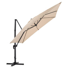 Load image into Gallery viewer, Light Grey 3 x 3 m Square Cantilever Parasol Outdoor Hanging Umbrella for Garden and Patio Parasols Living and Home Khaki Parasol+ Cross Base 
