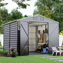 Load image into Gallery viewer, Livingandhome Charcoal Steel Tool Shed with Front Windows and Ventilation
