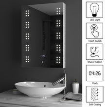 Load image into Gallery viewer, 700x500MM LED Illuminated Mirror Cabinet with Shaver Socket
