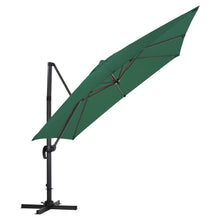 Load image into Gallery viewer, Light Grey 3 x 3 m Square Cantilever Parasol Outdoor Hanging Umbrella for Garden and Patio Parasols Living and Home Green Parasol+ Cross Base 
